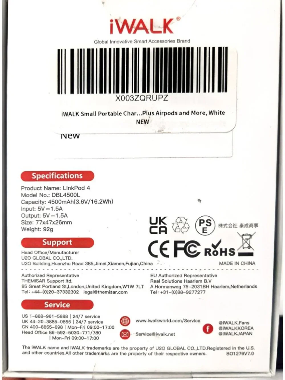 iWALK LinkMe 4 Docking Battery for IPhone White 4500 mAh